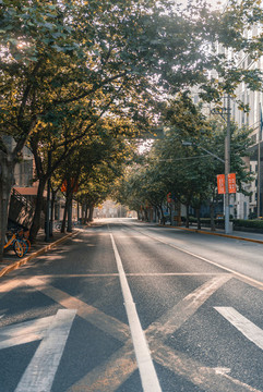 中國上海無人馬路街道