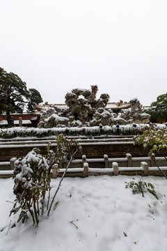 北京故宮御花園雪景