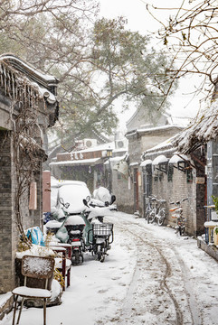 北京胡同雪景