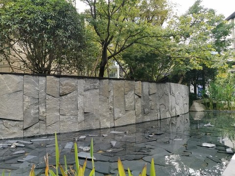 水底水景觀片巖石流水景觀墻