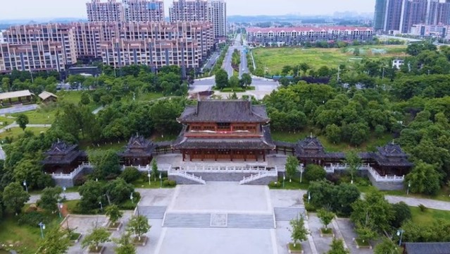 航拍江西省吉安縣天祥公園