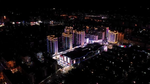 航拍江西吉安縣夜晚
