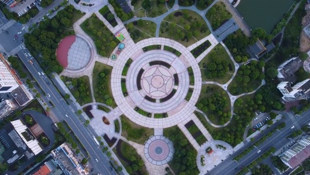航拍江西吉安縣廬陵文化廣場