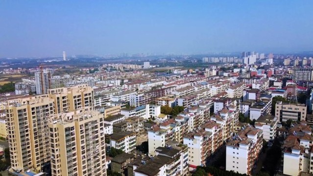 航拍江西省吉安縣老縣城城區(qū)