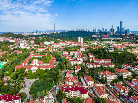 航拍青島城市建筑景觀