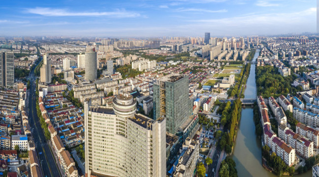 航拍江蘇張家港城市景觀