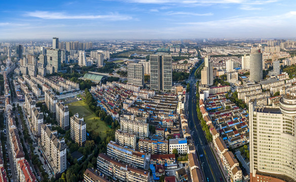航拍江蘇張家港城市建筑景觀