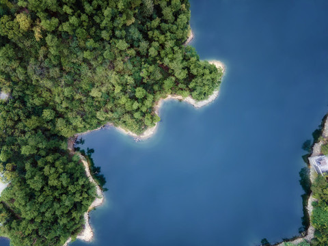 航拍杭州千島湖山水自然風光