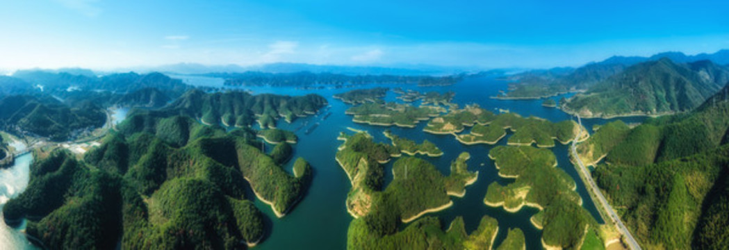 航拍千島湖青山綠水全景大畫幅