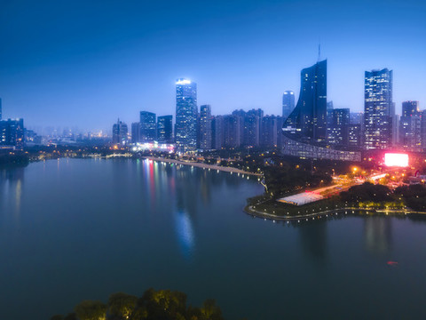 航拍合肥城市風(fēng)光夜景