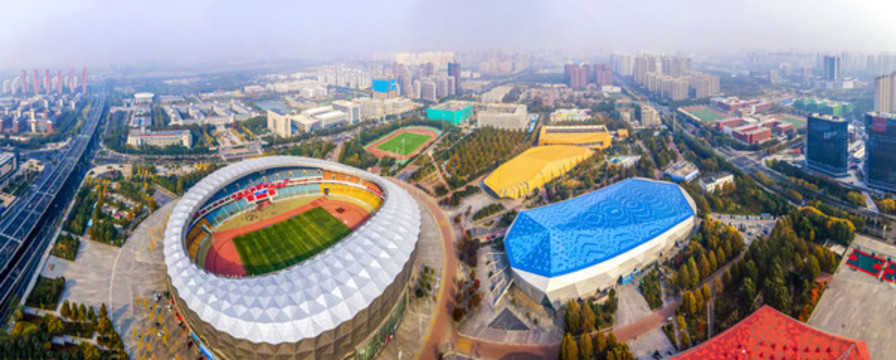 航拍濟寧金融區(qū)建筑景觀
