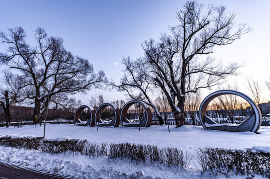 雪后的長春凈月潭森林公園風(fēng)景