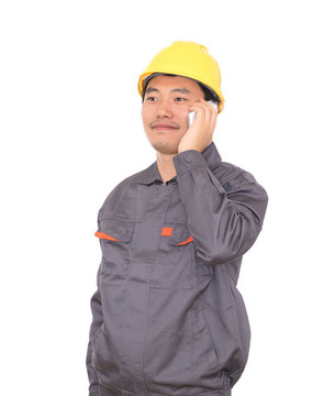 農(nóng)民工正在打電話
