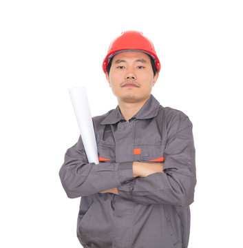 建筑工人手拿圖紙