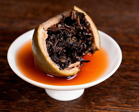 小青柑茶水特寫(xiě)