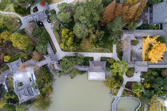 江蘇淮安古典園林清晏園秋色