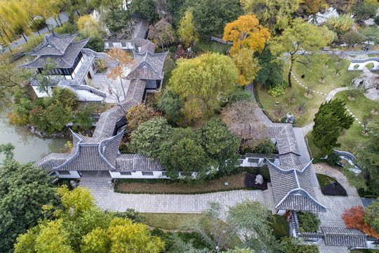 江蘇淮安古典園林清晏園秋色