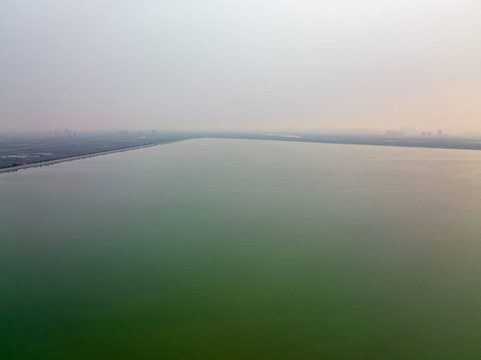 航拍濟(jì)南龍湖濕地