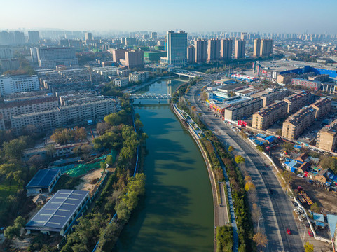 航拍濟(jì)南小清河