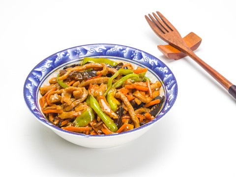 川菜魚香肉絲美食白底圖