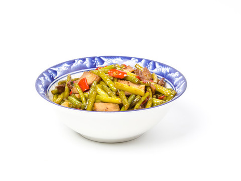 蒜苗炒臘肉白底圖