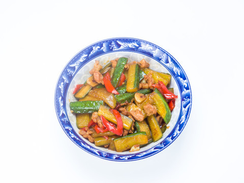黃瓜炒肉白底