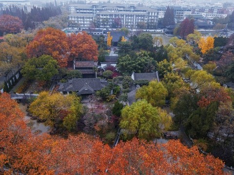 江蘇省淮安市清晏園秋天景色