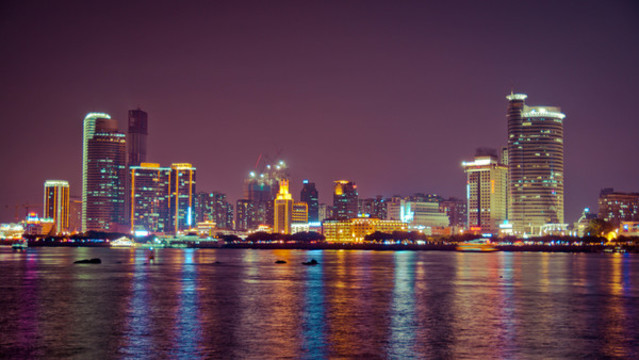 中國福建省廈門市城市風(fēng)光夜景