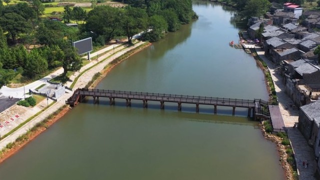 航拍渼陂富水古橋