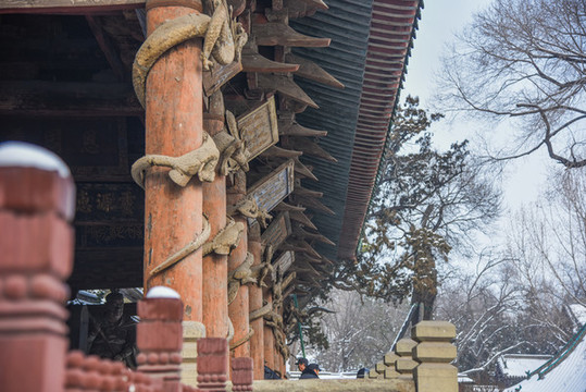 山西太原市晉祠圣母殿木雕盤龍柱