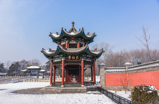 山西太原市晉祠公園冬日風(fēng)光