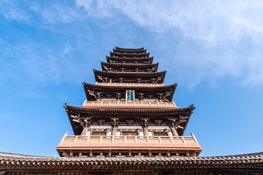 秋天中國揚(yáng)州大明寺的棲靈塔