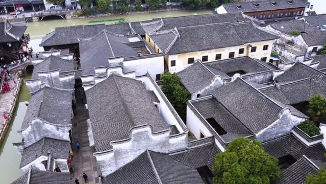 航拍烏鎮(zhèn)東柵風(fēng)景區(qū)
