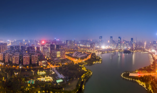 航拍安徽合肥城市夜景大畫(huà)幅