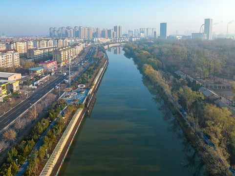 航拍濟(jì)南小清河
