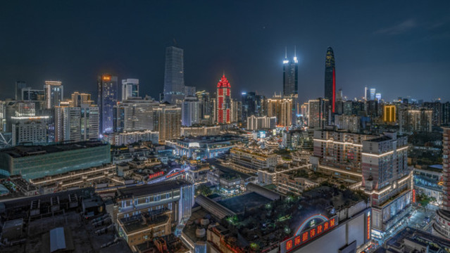 深圳羅湖東門老街夜景燈光