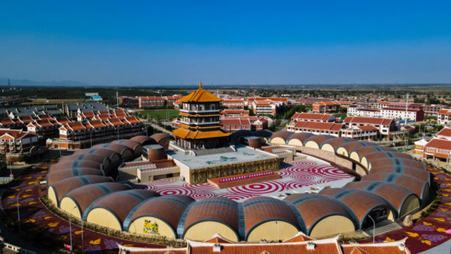 航拍寧夏閩寧鎮(zhèn)精準(zhǔn)扶貧城鎮(zhèn)風(fēng)光
