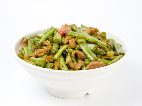 四季豆炒肉白底