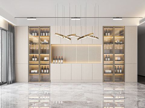 客餐廳酒柜家具場(chǎng)景3D空景