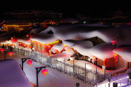雪鄉(xiāng)夜景醉美雪鄉(xiāng)雪景東北旅游