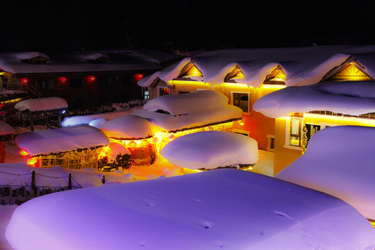 雪鄉(xiāng)夜景醉美雪鄉(xiāng)雪景東北旅游