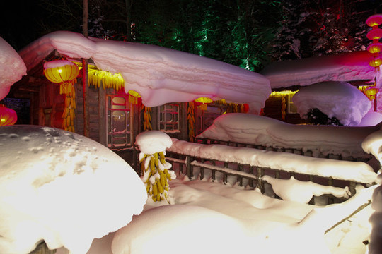 雪鄉(xiāng)夜景醉美雪鄉(xiāng)雪景東北旅游