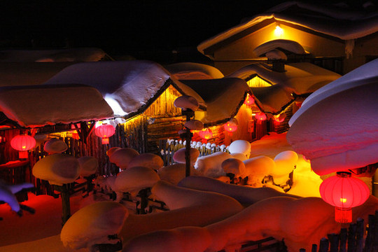 雪鄉(xiāng)夜景醉美雪鄉(xiāng)雪景東北旅游