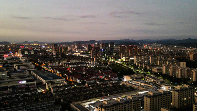 繁花城市縣城城區(qū)航拍大景