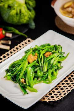 豬油渣炒菜心
