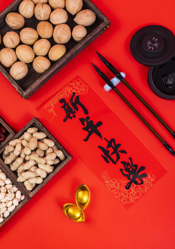 新年春節(jié)零食堅果攝影圖
