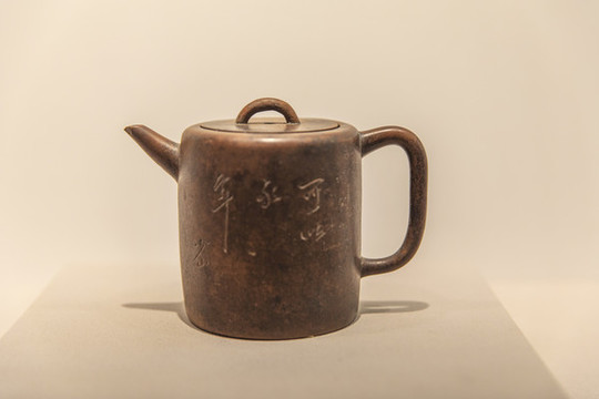 清中期友蘭款紫砂直筒壺