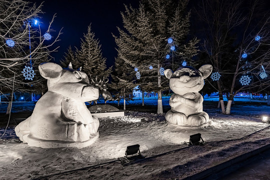 長春世界雕塑公園冰雪樂園夜景