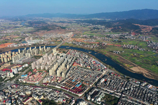航拍江西省吉安市永新縣禾川鎮(zhèn)