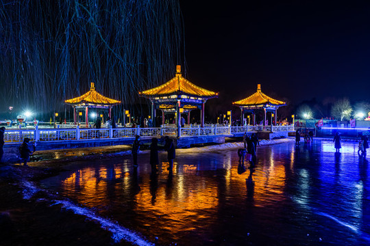 长春南湖公园冰雪灯光展夜景